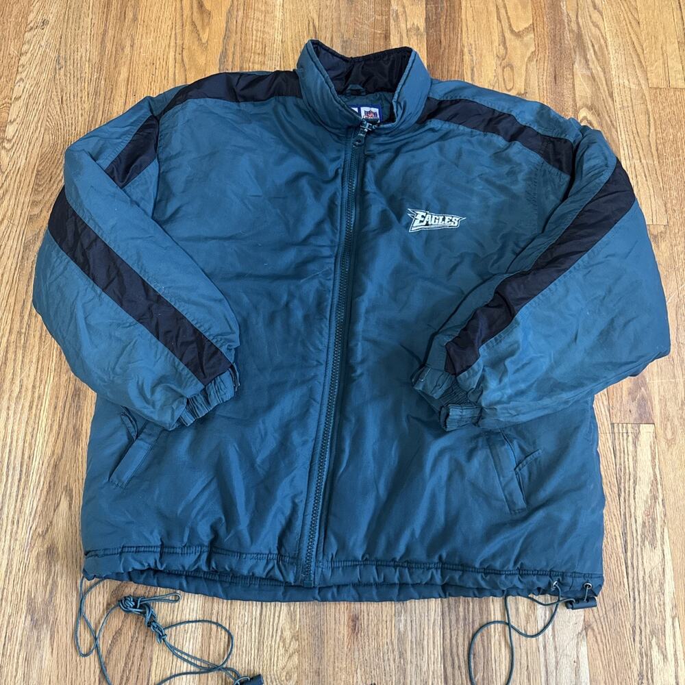 VTG 90s Philadelphia Eagles Jacket Logo Athletic Game Day Quilt Lined Mens Large